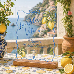 Panneau En Acrylique La Dolce Vita Fête de Mariage Italien de Bienvenue