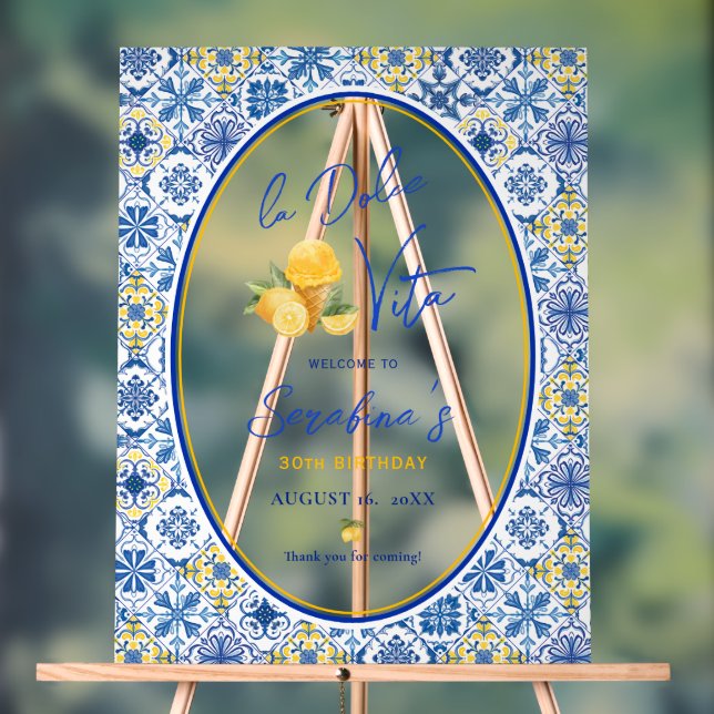 Panneau En Acrylique La Dolce Vita Italian Birthday Party (Neutre)