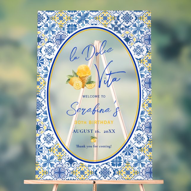 Panneau En Acrylique La Dolce Vita Italian Birthday Party Frosted (Neutre)