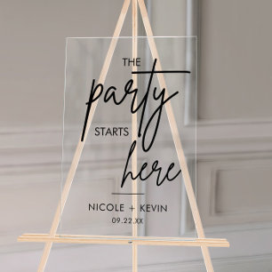Panneau En Acrylique La fête commence ici Accueil Mariage