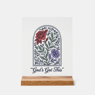 Panneau En Acrylique La foi florale vintage de Dieu s'en charge