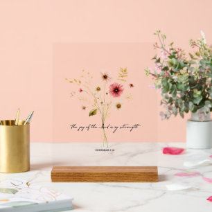 Panneau En Acrylique La Joie du Seigneur floral minimaliste