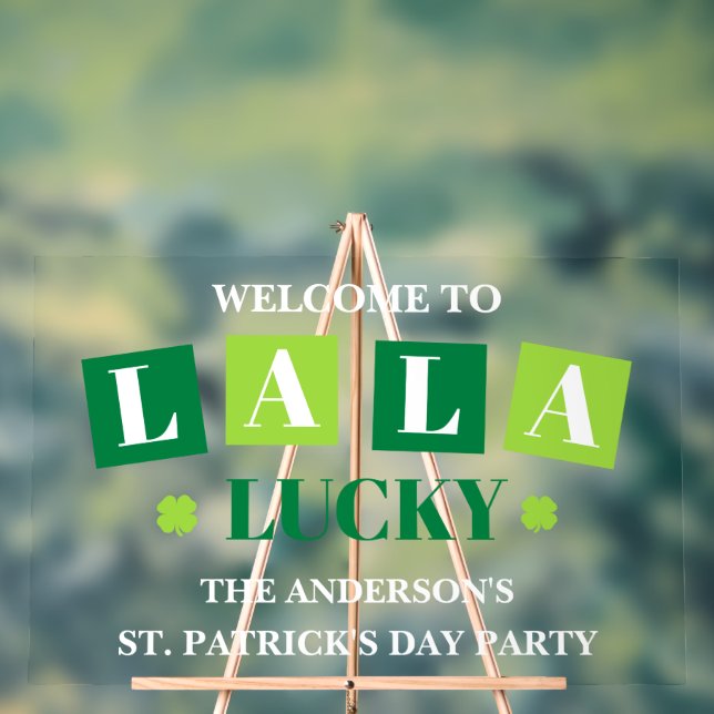 Panneau En Acrylique La La Lucky St. Patrick’s Day Party Welcome (Neutre)