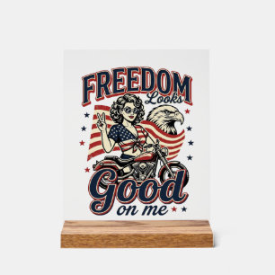 Panneau En Acrylique La liberté est belle Patriotique Vintage Aigle