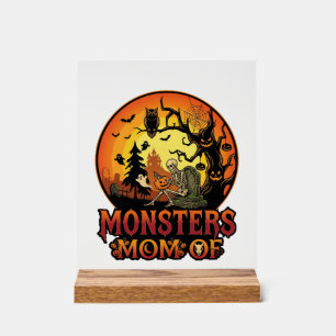 Panneau En Acrylique La maman des monstres Halloween squelette citrouil