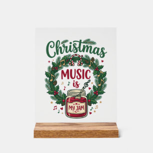 Panneau En Acrylique La musique de Noël est un casque de jarre de pin d