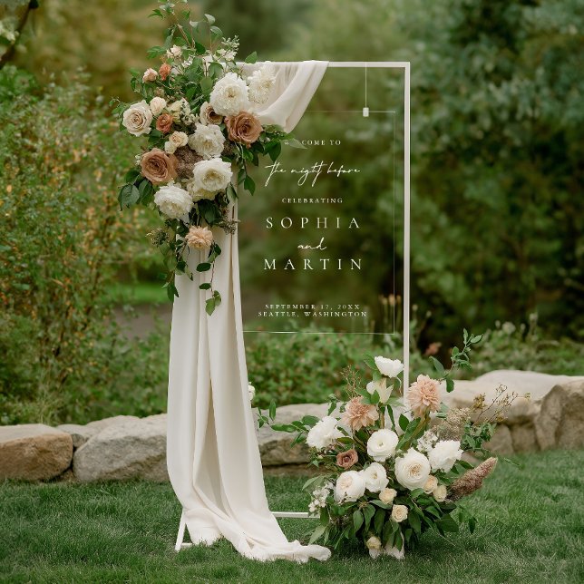 Panneau En Acrylique La nuit avant l'Affiche de bienvenue acrylique Mar (The Night Before Wedding Acrylic Welcome Sign)