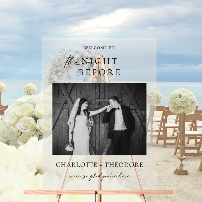 Panneau En Acrylique La nuit avant le dîner Bienvenue avec Mariage phot (Créateur téléchargé)