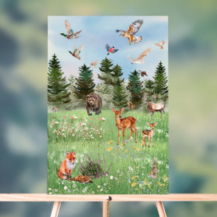 Panneau En Acrylique La vie sauvage des animaux de la forêt