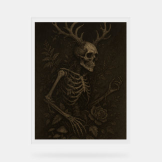 Panneau En Acrylique L'affiche Skull a Gothic Dark Academia