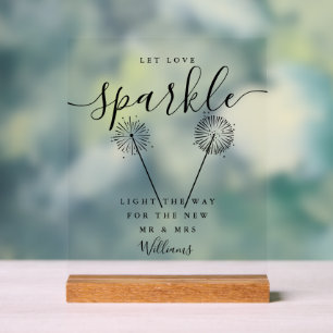 Panneau En Acrylique Laissez l'amour scintiller Signature Script Noir e