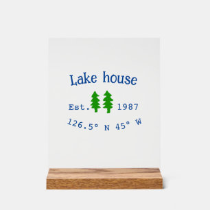 Panneau En Acrylique Lake house et. Date année coordonnées personnalisé