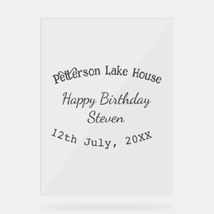 Panneau En Acrylique Lake house plage heureux anniversaire ajouter nom
