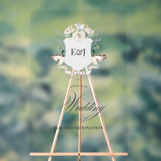 Panneau En Acrylique Lakeside Canards Laurel Crest Monogram Mariage (Neutre)