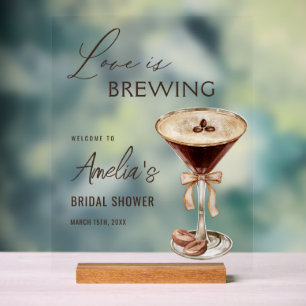 Panneau En Acrylique L'amour brasse la Fête des mariées Espresso Martin