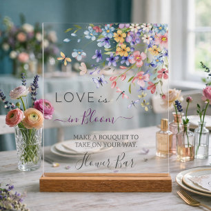 Panneau En Acrylique L'amour est en fleurs Bar Fleurs Mariage