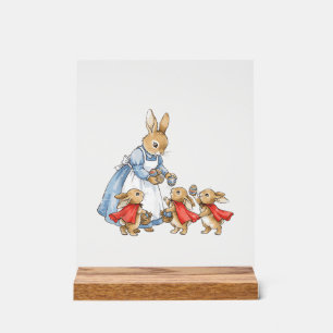 Panneau En Acrylique Lapin de Pâques Cottagecore Vintage Femme Fille
