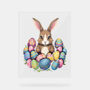 Panneau En Acrylique Lapin de Pâques OEufs colorés Chasse aux oeufs de