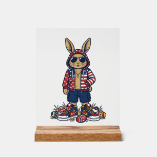 Panneau En Acrylique Lapin de Pâques Patriotique Chemise Vintage Vector