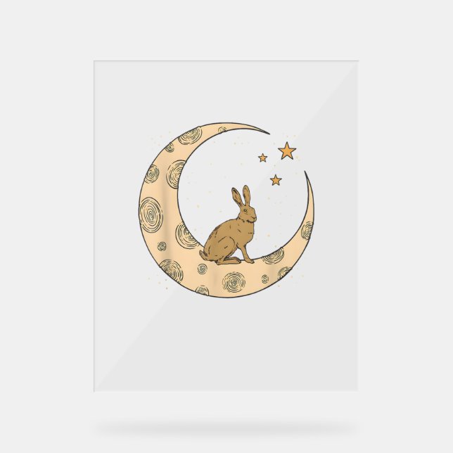 Panneau En Acrylique Lapin Sur Le Lapin Lune (Recto)