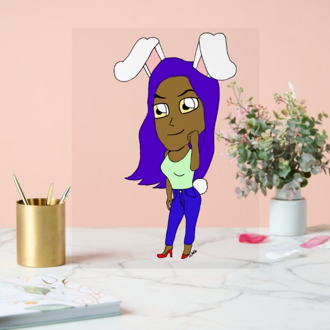 Panneau En Acrylique Lapine Chibi en fille (Mariage)