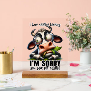 Panneau En Acrylique L'art du mot de vache auditive amusant