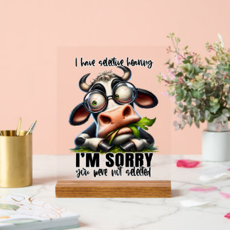 Panneau En Acrylique L'art du mot de vache auditive amusant
