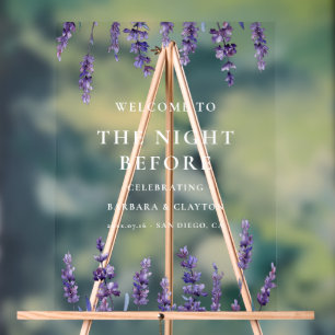 Panneau En Acrylique Lavande florale La nuit avant l'accueil Clear