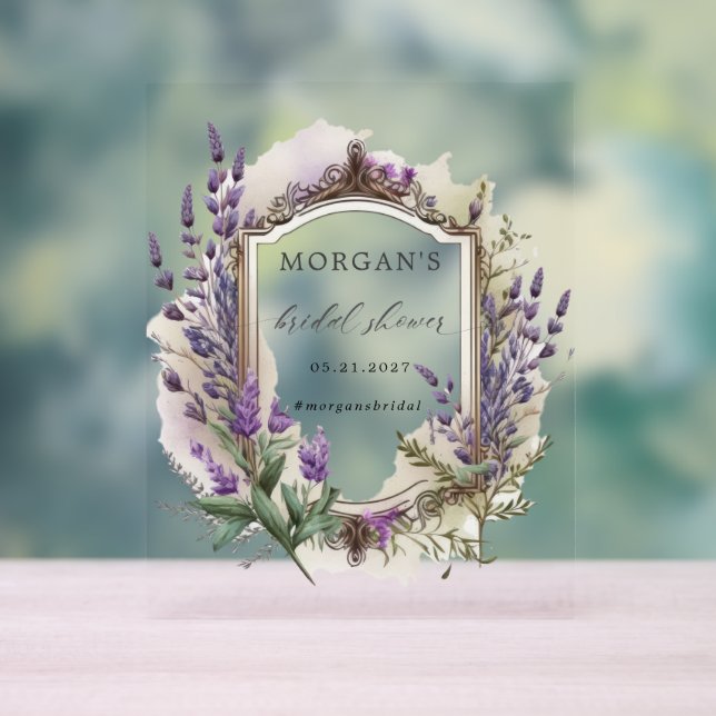 Panneau En Acrylique Lavande Royale Fleurs Mariage (Neutre)