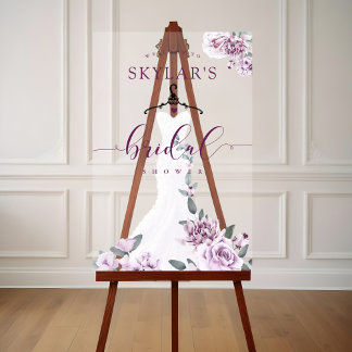 Panneau En Acrylique Lavender Florals Blanc Mariage robe Fête des marié