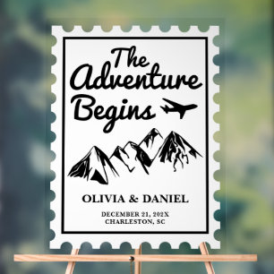 Panneau En Acrylique L'aventure commence Postage Timbre Mariage Bienven
