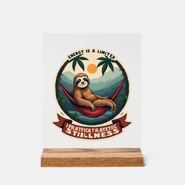 Panneau En Acrylique Lazy Sloth Humor Shirt Selective Effort Vintage (Recto)