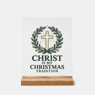 Panneau En Acrylique Le Christ est ma tradition de Noël Croix vintage D