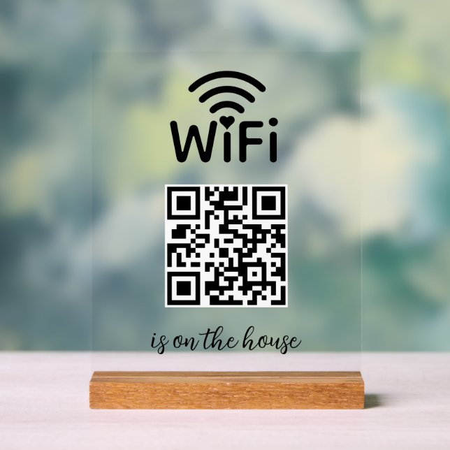 Panneau En Acrylique Le code QR Wifi Scan to Connect est sur la maison (Neutre)