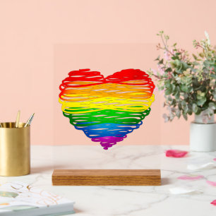 Panneau En Acrylique Le cœur arc-en-ciel de SlipperyJoe griffonné tourb