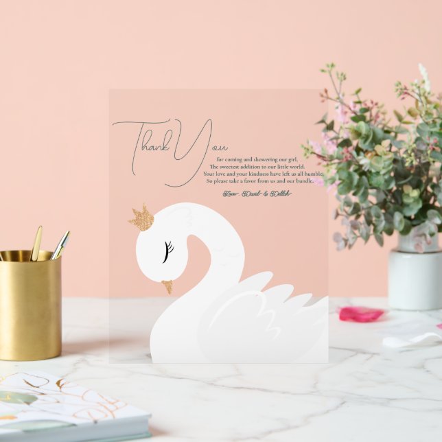 Panneau En Acrylique Le Cygne Couronné (Mariage)