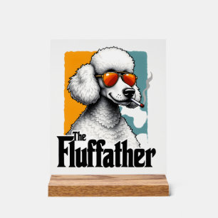 Panneau En Acrylique Le Fluffather Caniche Vintage Drôle de Chien Mafia