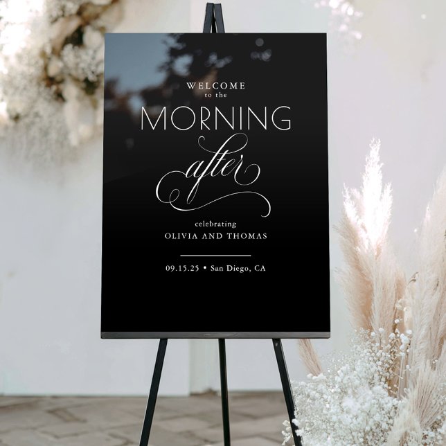Panneau En Acrylique Le matin après l'accueil du Mariage noir (The Morning After Wedding Welcome Sign)