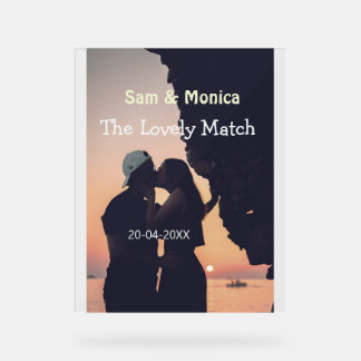 Panneau En Acrylique le nom de date de mariage du couple de match charm