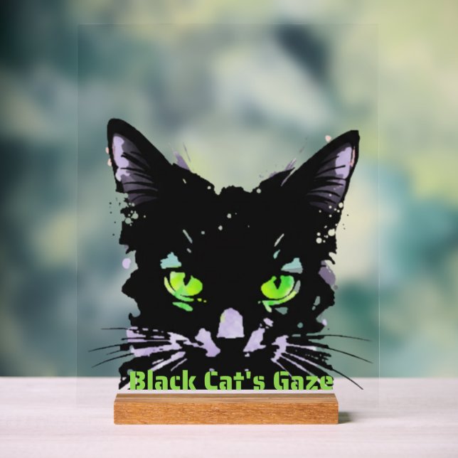 Panneau En Acrylique Le Regard du Chat Noir (Neutre)
