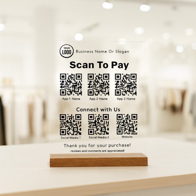 Panneau En Acrylique Lecteur de code QR pour les applications de paieme (Créateur téléchargé)
