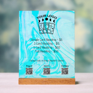 Panneau En Acrylique Lecteur professionnel de Tarot Logo Green Tarifs
