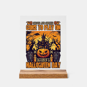 Panneau En Acrylique Les fantômes Halloween Diables Venez Jouer Octobre