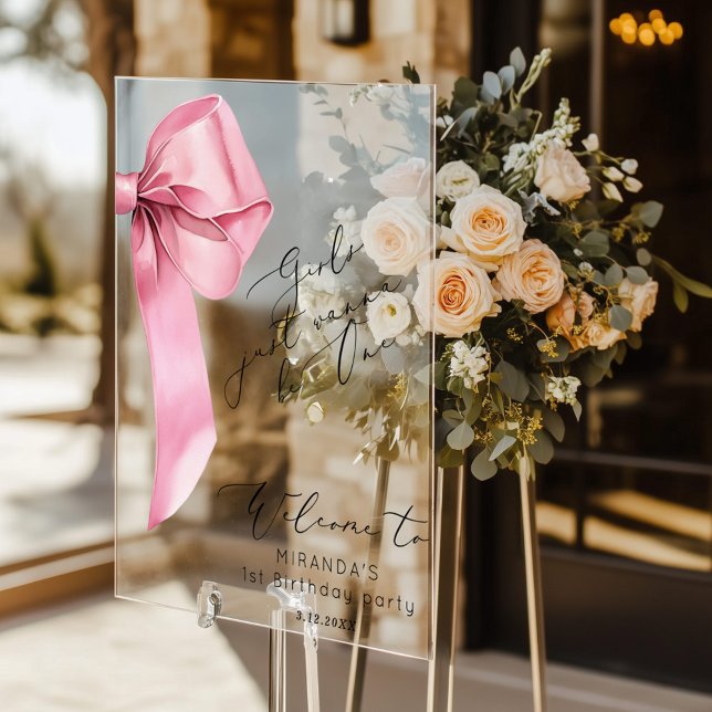 Panneau En Acrylique Les filles veulent juste être One Pink Bow élégant (Créateur téléchargé)