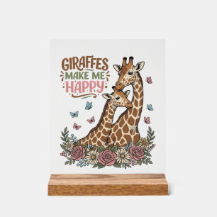 Panneau En Acrylique Les girafes me rendent heureux design de chemise f