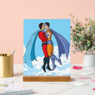 Panneau En Acrylique Les personnages de Slipperyjoe, deux super-héros s