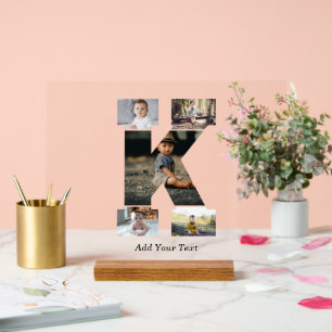 Panneau En Acrylique Lettre noire et blanche K - Collage photo