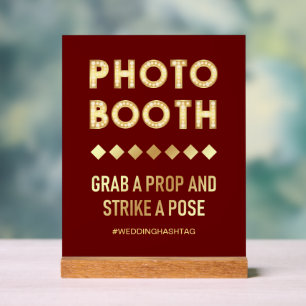 Panneau En Acrylique Lettres de Marquee Or Rouge Photobooth de Mariage