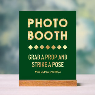 Panneau En Acrylique Lettres de Marquee Or Vert Booth Photo de Mariage