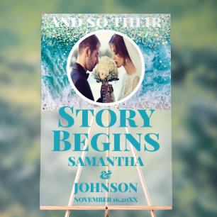 Panneau En Acrylique L'histoire figée commence Mariage de plage Bienven